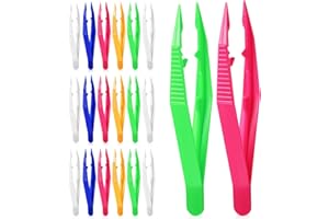 HOMSFOU Plastic Tweezers-Pack of 20, 4.3Inch Beads Tweezers Crafting Tweezers for Handmade DIY Crafts, Jewelry Making(Mixed Color)