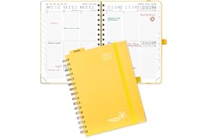 POPRUN 2024-2025 Academic Diary A5 Week to View (26.5x21.5 cm) Spiral 17 Months (Aug'24 - Dec'25) Vertical Academic Planner 24/25 Weekly Mid Year Diary (Light Yellow)