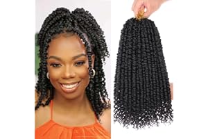 Xtrend 12 pouces Court Pré torsadé Passion Twist Cheveux 8Packs Noir Bohème Pré Boucle Synthétique Vague D'eau Cheveux Naturels Crochet Tresses Passion Twist Cheveux pour Femmes 12 Brins/Pack 1B#