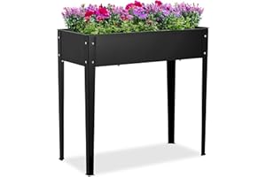 Relaxdays Huerto Urbano, Bancal Cultivo para Jardín, Balcón y Terraza, Acero Pulverizado, Jardinera, 80x85x40 cm, Negro, 100%