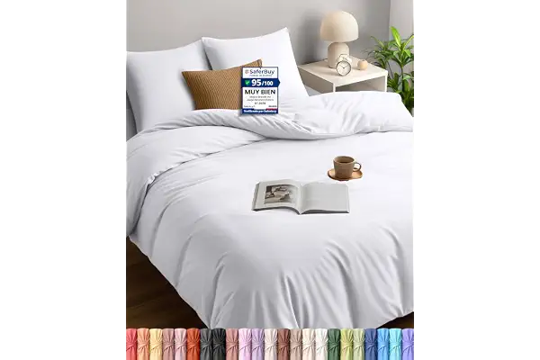 Utopia Bedding Funda Nordica Cama 150 220x240, Blanco | Funda Edredon 220x240 cm y 2 Fundas de Almohada 65x65 cm, Microfibra, Certificado Oeko-TEX, Ideal para el hogar y los hoteles