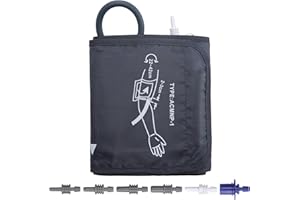SWIFTCTRL Brassard Tensiomètre de Remplacement 22-42 cm avec 6 connecteurs, Compatible avec Omron, Beurer, Medisana, A&D et autres - Tensiomètre Poignet Brassard