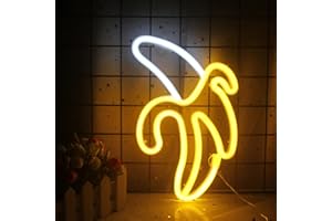 INEONLIFE Banane Enseignes Au Néon Jaune Blanc Banane Néons Fruits Panneau Lumineux LED Veilleuse Néon Enseignes Au Néon pour Mur Chambre Enfants Restaurant