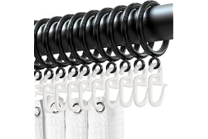 jwtyu 100 Stück Gardinenringe mit Haken Vorhanghaken Gardinen Ringe für Stange Vorhänge Duschvorhänge Vorhang Ringe Innendurchmesser 32mm Haken Länge 30mm