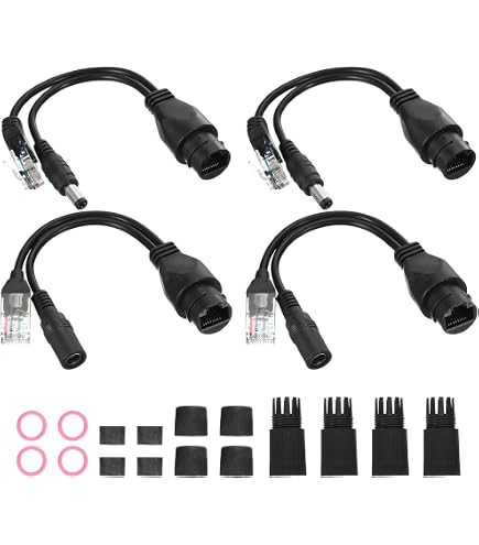 PATIKIL 12V POE Injector & Splitter Kit – 4 Pairs, Waterproof, For CCTV Cameras, IP Phones, WiFi Access Points (30m Range)