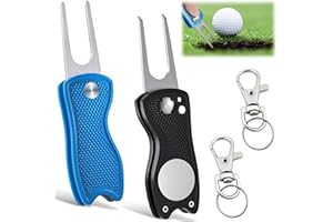 LBING Outil de Réparation de Divot de Golf Fourchette de Golf 2 Pièces Golf Divot Tool pour Accessoires de d'entraînement de Golfeur + 2Pcs Bouton