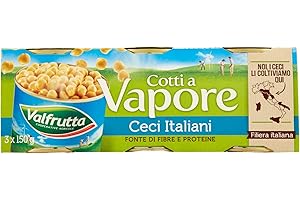 Valfrutta Ceci Italiani Cotti a Vapore, 3 x 150g