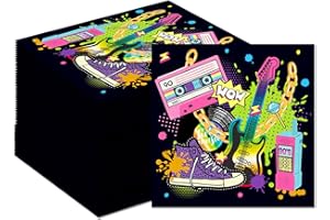 MORAINJAY 40 Stück 90er Jahre Radio Servietten, 33x33cm Retro Musik Papierservietten, Geburtstag Party Deko, Erwachsene Kinder Tischdeko