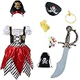 Rabtero Kid's Pirate Costume,Deluxe Pirate Role Play Dress Up Set with Plenty of Toys for Boys and Girls
