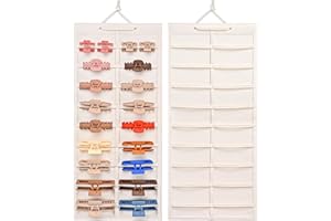 Lolalet Claw Clip Organiser, 1 Pack Hanging Hair Clip Organiser Storage for Women Girl, Wall-Mounted Hair Claw Clip Holder Organiser, Claw Clip Storage Display for Wall Door Closet -Beige