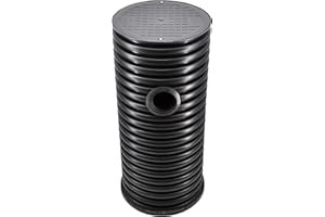 Drainageschacht DN425 0,5m/1m mit Anschluss 2xDN110/2xDN160 Deckel Sickerschacht KG Schacht Kontrollschacht KG Rohr Drainage Dachrinne Mit Boden/Ohne Boden (1m Rohr 2x Manschette 110 mit Boden)