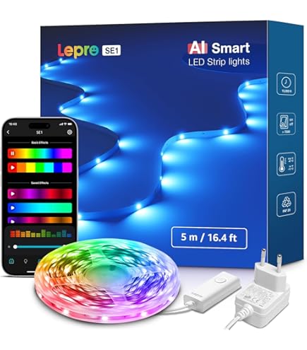 BRILONER - RGB LED Strip 5m, LED Bande Lumineuse Raccourcissable Changement De Couleur Chaine Lumineuse Telecommande Led Band Led Bar Led Strip 57376859