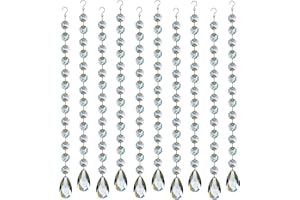1 Fuß 10 Stück Tropfen-Kristall-Girlande, hängende Kronleuchter Kristalle Prisma Perlen Kette für Hochzeit Heimdekoration klar GOLDENHAITAI