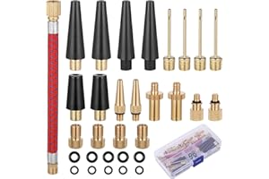 Hejo 33 PCS Bike Valve Pump Adaptor Set, Pure Copper Bicycle Valve Adapter DV/AV/SV, Bicycle Air Pump Inflation Needle Nozzle Kit for Converter Set for Balls/Bikes