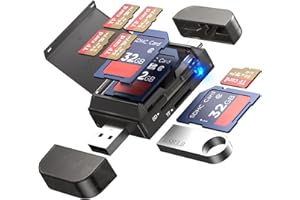 JOOPSHEE 6-in-1 SD/TF Card Reader Adapter with USB A & Type C Port & USB 3.0 Slots for Micro SD/SDHC/SDXC/MMC Memory Cards, Compatible with PC, Mac Book, Chrome book, Android/Phone/Pad