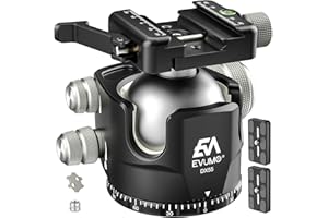 EVUMO DX55-P Support de trépied à rotule à profil bas 55 mm avec levier de verrouillage Picatinny Arca pince suisse, tête de trépied panoramique CNC pour trépied d'appareil photo, charge maximale 40 kg