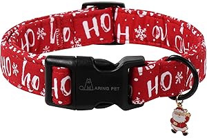 ARING PET Weihnachten Hundehalsband, Niedliche Schneeflocken Hundehalsband mit Schnellverschluss aus Kunststoffschnalle, Winter Bequemes Baumwoll Halsband für Jungen und Mädchen Hunde