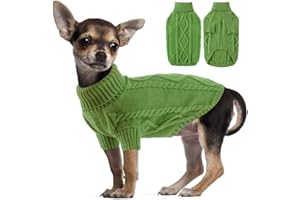 ALAGIRLS Maglione per animali domestici a maglia per cani di piccola taglia, maglione per animali domestici, maglione invernale caldo per cani per chihuahua, bulldoge, bassotto, carlino, verde Yorkie S