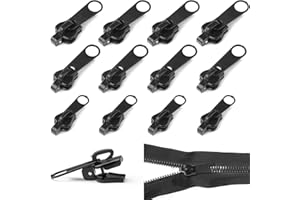 STUUC Cursore Cerniera Ricambio (12 pezzi) Zip Cerniera rimovibile, Kit Riparazione Cerniere Lampo per la riparazione rapida di giacche, cappotti, valigie, zaini