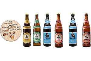 LÄDLA JUICE Fässla Bier Probierpaket mit 6 Flaschen zu je 0,5 Liter und Biergartendeckeln