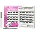 CNMTCCO Individual Lashes, Cluster Lashes, D Curl 45 Clusters DIY False Eyelashes, Individual Reusable Soft Natural Easy Fan Russian Lashes Eyelash Extensions, Clear Glue Individual Eyelashes, 10-16mm