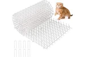 Shinybox Pinchos Anti Gatos, 200 x 28 cm Alfombrilla para Gatos con Puntas con 8 Anclajes de Suelo en Forma de U, Alfombrilla Repelente de Gatos para Protección de Plantas de Jardín