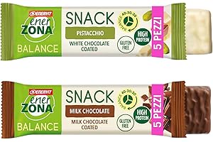 Enervit, Enerzona Protein Snack 40-30-30 Variety Pack 5pz Pistacchio + 5pz Cioccolato al Latte, Barrette POroteiche per Dieta a Zona con Proteine del Latte e Fibre, Senza Olio di Palma