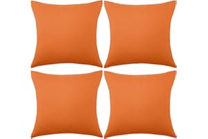 Boao Confezione da 4 federe decorative impermeabili per esterni, quadrate, per patio, balcone, giardino, rivestimento in PU, per divano, letto, patio, divano, tenda, 45 x 45 cm (arancione)