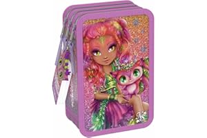 Trousse 3 Compartiments Hazelia Nebulous Stars Avec Accessoires Coloriage et Dessin Crayons, Feutres, Règle, Ciseau - Enfants à partir de 8 Ans - Cadeau Papeterie Pratique, Créatif Fille
