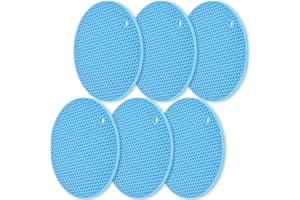 homEdge Salvamanteles de silicona, 6 paquetes, multiusos, antideslizante, resistente al calor, soporte para ollas, color azul