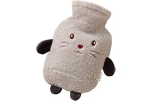 Heiqlay Borsa Acqua Calda A Peluche Soffice Accogliente 1 Pz, 1000 Ml, 26X15 Cm, Grigio