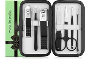 WALENTIN PROFWR Set tagliaunghie uomo donne, kit manicure con valigetta da viaggio portatile, kit tagliaunghie per la cura personale, Set manicure regalo per uomini, marito, fidanzato, famiglia