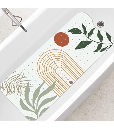 YINENN Tapis de sécurité antidérapant pour baignoire et douche, 101,6 x 40,6 cm, avec ventouses pour cabine de salle de bain et sol de baignoire, extra large et lavable en machine, trous