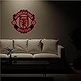 Litup_store Mufootballclub- Backlit Led Logo| Wooden Logo, Football Club Backlit Wooden Led Logo, Football Lovers Gifts, Multi-Coloured, 12X12 In