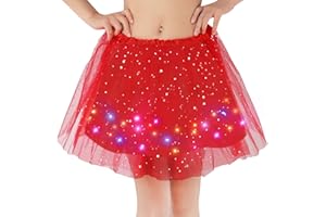 Kefiyis Jupe Tulle Femme LED Tutu Adulte Adolescent Parti Ballet Danse Fancy Dress Halloween Costume