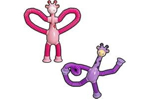 AYAAFA 2 Pack Giraffe Suction Cup Telescopic Pop Tube - Fidget Toy Giraffe Educational Stress Relief, Shape-Changing Cartoon Puzzle, Parent-Child Interactive Decompression Toy