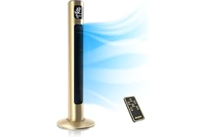 Brandson - Turmventilator mit Fernbedienung - Preisträger 2025 - Oszilation 60° - Standventilator - mobiler Lüfter - Säulenventilator - 96 cm - Ventilator 3 Geschwindigkeitsstufen - GS - Champagne