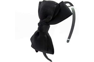 PrettyBoutique 4 Inches Girls Sheer Satin Ribbon Bow Alice Headband (Black)