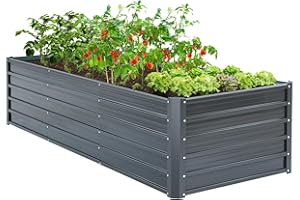 ‎OHUHU Ohuhu Hochbeet Metall Pflanzenbeet 240x90x60 cm, Hochbeete für Garten aus robustem Stahlblech mit stabilem Design, Rostschutz und Langer Haltbarkeit – Ideal für Gemüse, Kräuter & Blumen Anthrazit