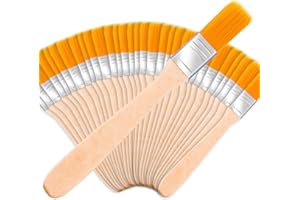 LUNEKUCK 30 Pennelli da pittore 1,4cm Pennello per Vernice da 13cm, Pennelli Piatti con Manico in Legno per Pittura Fai Da Te