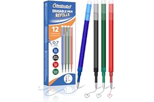 GutSache 12 recambios borrables para bolígrafos Pilot FriXion Ball & Clicker & Eberhard Faber, cartuchos de tinta termosensibles, recambios de tinta de gel borrables de colores, 4 colores