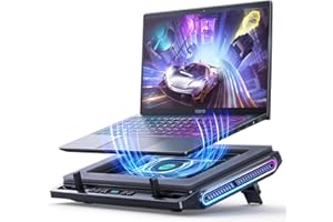 llano Rafraîchisseur de Portable - Ventilateur pc Portable pour Un Refroidissement Rapide des Ordinateurs Portables de 13-17.3 Pouces | 12 cm Grand Ventilateur Turbo Extra-Fort & 4 Ports USB C&A