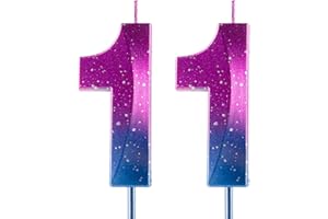 CXRYRZHE Number 11 Candles 11th Birthday Galaxy Gradient Happy Birthday Purple Blue Gradient Candle Premium Wax & 3D Diamond Design Cake Topper Decorations for Birthday Party Anniversary Celebration Supplie