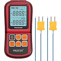 Proster Digitales Thermometer mit 2 Dual Kanal K-Typ Thermoelementen Sensor Sonde LCD Hintergrundbeleuchtung…