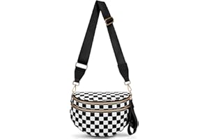 Hitotes Checkered Crossbody Bag Purse for Women Cross Body Bag Fanny Pack Belt Bag Sling Bag Checkerboard Shoulder Bag Bum Bag Hobo Bag
