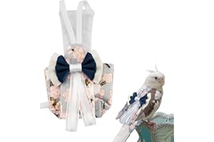 CAIRIAC Parrot Clothes, Parrot Diaper Bird Flight Suit, Bird Diaper Harness, Washable Bird Diaperk, Bird Parrot Diaper with Elastic Training Rope (1PCS)