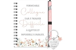 Sinmoe Set de Cadeau Collegue de Travail Femme Set 3 Pièces avec Carnet de Notes Porte-Clés Stylo à Bille Idéal Cadeau Départ en Retraite Merci Employés (Rose,FORMIDABLE Collègue)