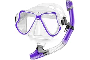 Karvipark Dry Snorkel Set, Anti-Fog Scuba Snorkelling Packages, Panoramic Wide View Snorkelling Goggle, Professional Snorkelling Gear for Adults