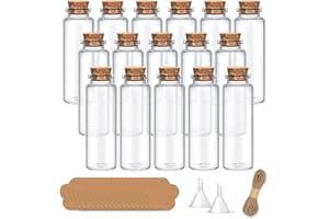 Yagaspantery 16pcs 40ml Petite Bouteilles en Verre, bouteilles de souhaits,Pot a Epices avec bouchons en liège pour mariages ou anniversaires,la décoration de DIY