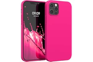 kwmobile Funda para Apple iPhone 12 Pro MAX Carcasa - Ultrafina de TPU y Silicona con Bordes elevados anticaídas - Rosa neón